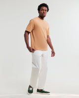 wax london men's Dean - Dusty Orange Textured Organic Cotton T-Shirt