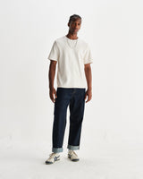 wax london men's Dean - Ecru Textured Organic Cotton T-Shirt