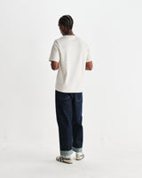 wax london men's Dean - Ecru Textured Organic Cotton T-Shirt