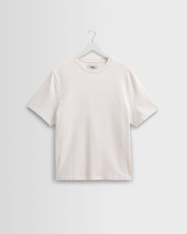 wax london men's Dean - Ecru Textured Organic Cotton T-Shirt