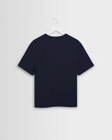 wax london men's Dean - Navy Textured Organic Cotton T-Shirt
