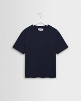wax london men's Dean - Navy Textured Organic Cotton T-Shirt