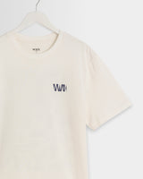 wax london men's Dean - Off White Geometric Repeat T-Shirt