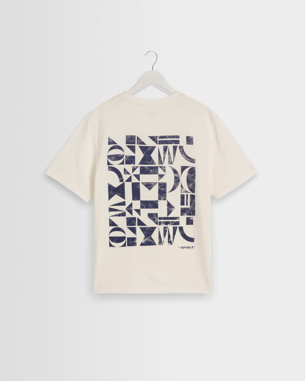 wax london men's Dean - Off White Geometric Repeat T-Shirt