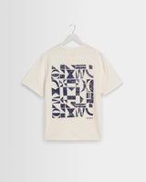 wax london men's Dean - Off White Geometric Repeat T-Shirt