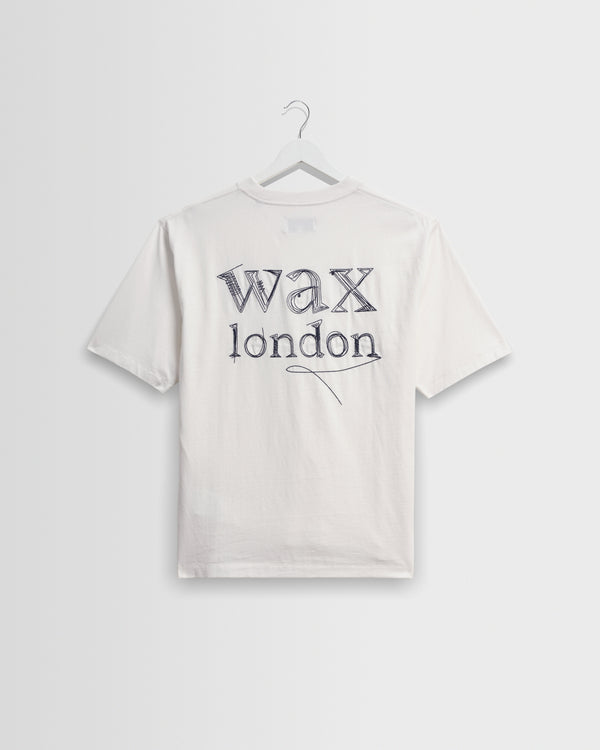 wax london men's Dean - Off White Scribble Text T-Shirt