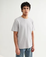 wax london men's Dean - Soft Grey Textured Organic Cotton T-Shirt