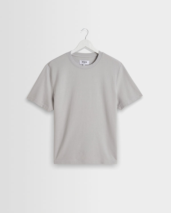 wax london men's Dean - Soft Grey Textured Organic Cotton T-Shirt