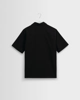 wax london men's Didcot - Black And Ecru Abstract Applique Short-Sleeve Shirt