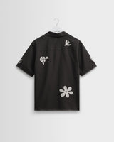 wax london men's Didcot - Black Doodle Applique Short-Sleeve Shirt