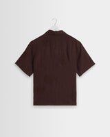wax london men's Didcot - Brown Flower Embroidered Short-Sleeve Shirt