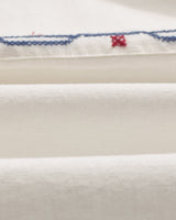 wax london men's Didcot - Ecru Cross-Stitch Border Short-Sleeve Shirt