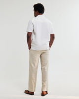 wax london men's Didcot - Ecru Double-Weave Seersucker Short-Sleeve Shirt