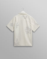 wax london Didcot - Ecru Floral Embroidered Short-Sleeve Shirt