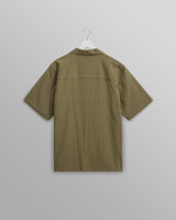 wax london Didcot - Khaki Slub Stripe Short-Sleeve Shirt