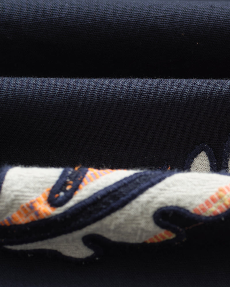 wax london Didcot - Navy Doodle Appliqué Short-Sleeve Shirt