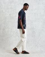 wax london Didcot - Navy Doodle Appliqué Short-Sleeve Shirt