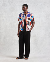 wax london Didcot - Red And Blue Scribble Print Short-Sleeve Shirt