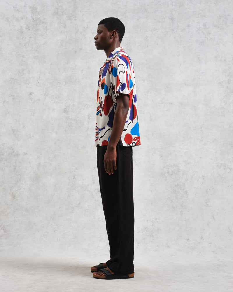 wax london Didcot - Red And Blue Scribble Print Short-Sleeve Shirt