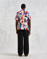 wax london Didcot - Red And Blue Scribble Print Short-Sleeve Shirt