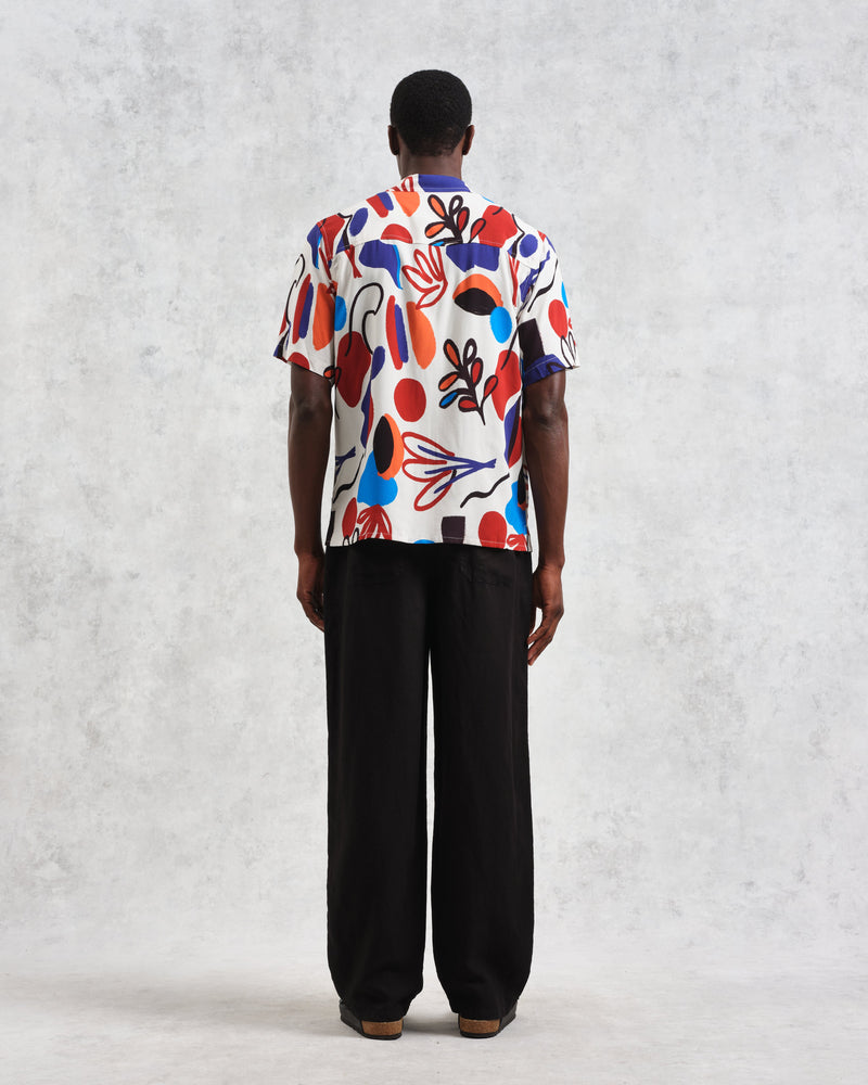 wax london Didcot - Red And Blue Scribble Print Short-Sleeve Shirt
