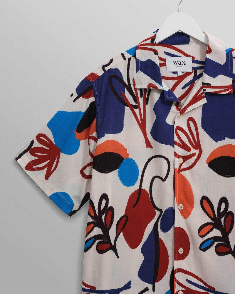 wax london Didcot - Red And Blue Scribble Print Short-Sleeve Shirt