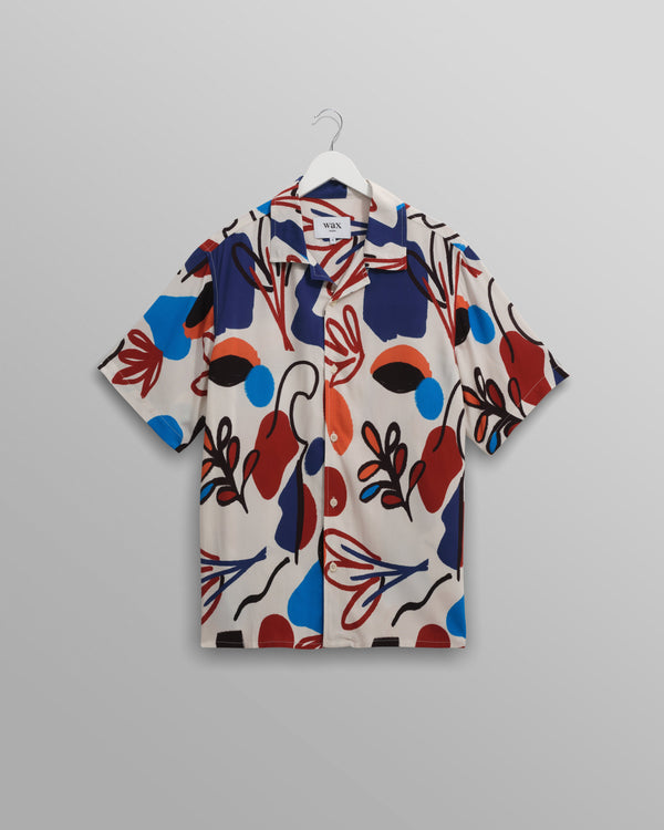 wax london Didcot - Red And Blue Scribble Print Short-Sleeve Shirt