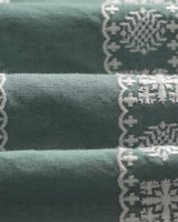 wax london men's Didcot - Sea Green And Ecru Embroidered Short-Sleeve Shirt