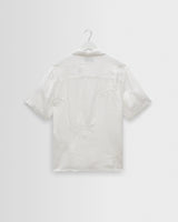 wax london men's Didcot - White Flower Embroidered Short-Sleeve Shirt