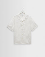 wax london men's Didcot - White Flower Embroidered Short-Sleeve Shirt