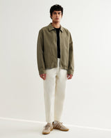 wax london men's Eldon - Khaki Crinkle Cotton-Linen Jacket