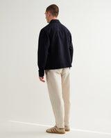 wax london men's Eldon - Navy Crinkle Cotton-Linen Jacket