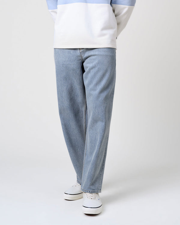 wax london men's Felix - Light Blue Wash Loose Fit Denim Jeans