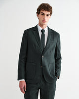 wax london men's Fintry - Dark Green Linen Single-Breasted Blazer