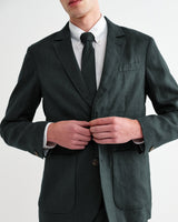 wax london men's Fintry - Dark Green Linen Single-Breasted Blazer