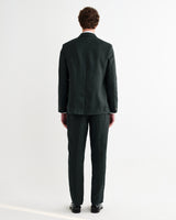 wax london men's Fintry - Dark Green Linen Single-Breasted Blazer