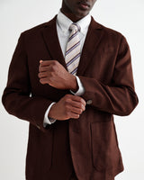 wax london men's Fintry - Merlot Linen Single-Breasted Blazer