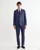 wax london men's Fintry - Mid Blue Linen Single-Breasted Blazer