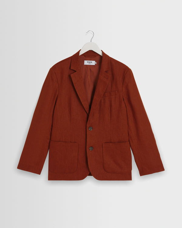 wax london men's Fintry - Rust Linen Single-Breasted Blazer