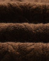 wax london men's Friar - Brown Brush Cable Knit Zip Cardigan