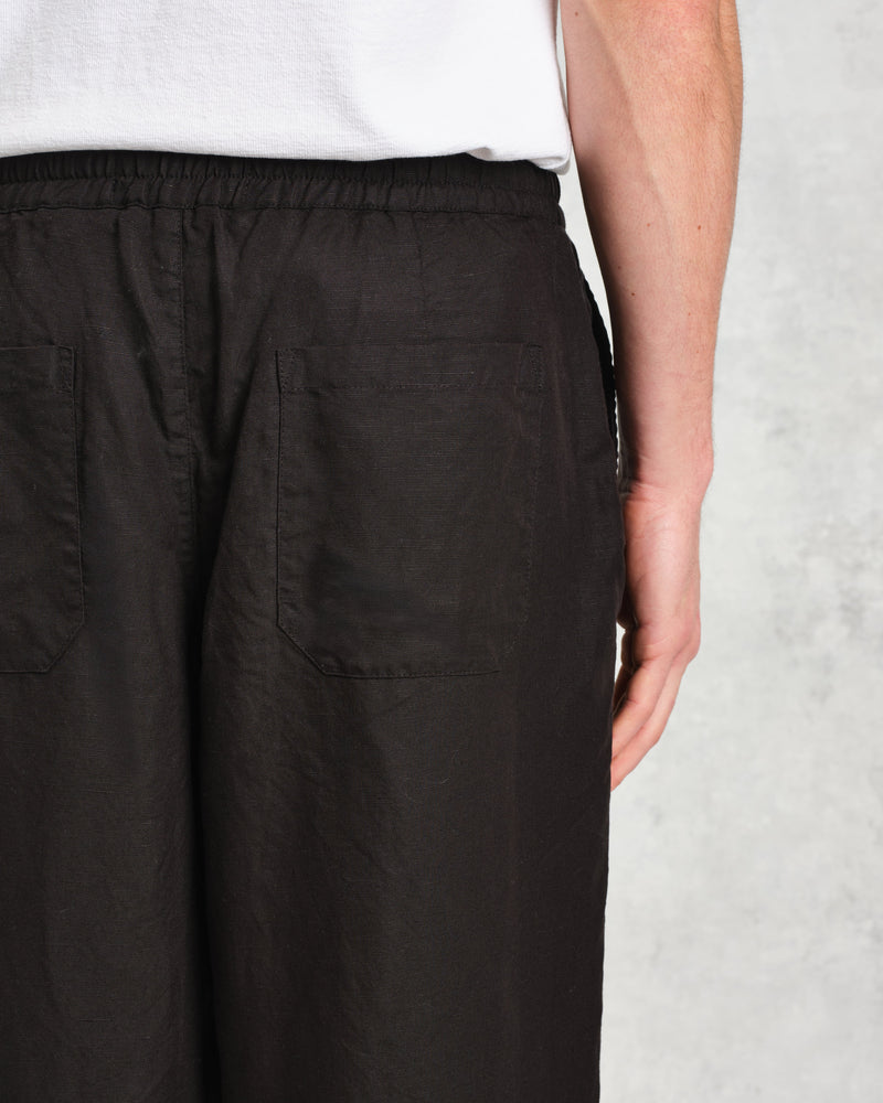 wax london Glencoe - Black Slub Weave Trousers