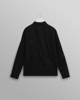wax london men's Halcomb - Black And Multicolour Applique Corduroy Shirt