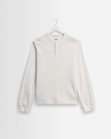 wax london men's Halton - Ecru Waffle Long-Sleeve Henley T-Shirt