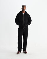 wax london men's Harris - Black Embroidered Logo Loopback Cotton Hoodie