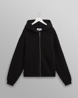 wax london men's Harris - Black Embroidered Logo Loopback Cotton Hoodie