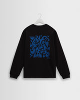 wax london men's Hayden - Black And Blue 90s Doodle Graphic Cotton T-Shirt