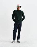 wax london men's Hayden - Bottle Green Textured Organic Cotton Long Sleeve T-Shirt