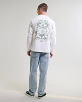 wax london men's Hayden - White And Green Botanical Graphic Cotton T-Shirt