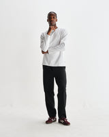 wax london men's Hayden - White Textured Organic Cotton Long Sleeve T-Shirt
