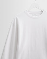 wax london men's Hayden - White Textured Organic Cotton Long Sleeve T-Shirt